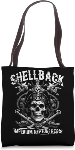Shellback Equator Crossing Pirate Skull Distressed Design Tote Bag