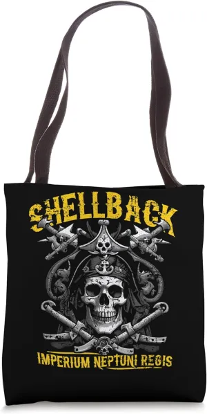 Shellback Equator Crossing Pirate Skull Distressed Design Tote Bag