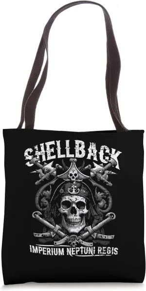 Shellback Equator Crossing Pirate Skull Distressed Design Tote Bag