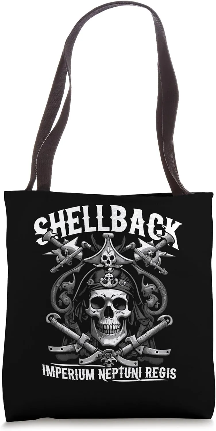 Shellback Equator Crossing Pirate Skull Nautical Design Tote Bag