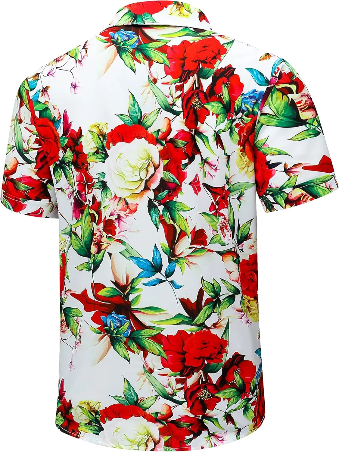 SheLucki Hawaiian Shirt for Men, Unisex Summer Beach Casual Short Sleeve Button Down Shirts, Printed Palmshadow Clothing