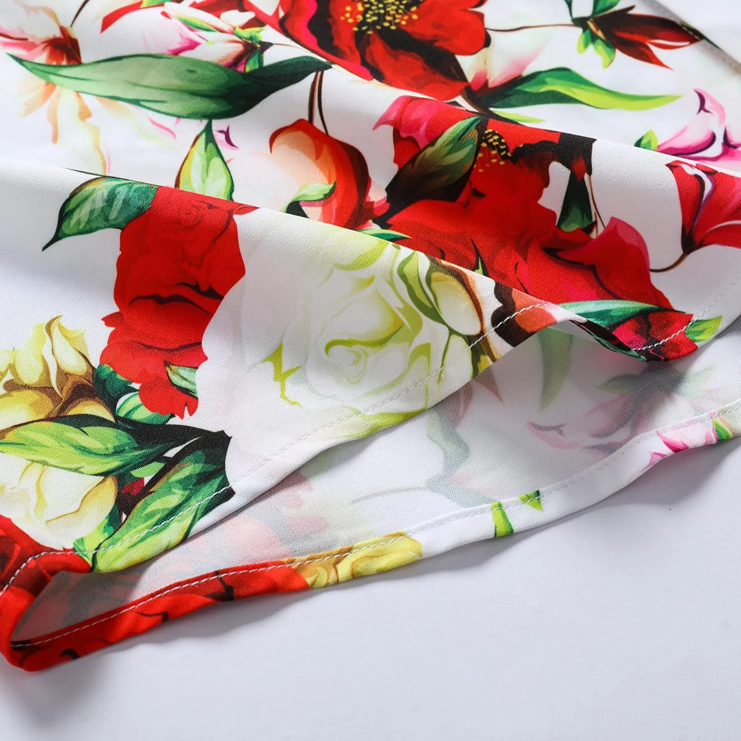 SheLucki Hawaiian Shirt for Men, Unisex Summer Beach Casual Short Sleeve Button Down Shirts, Printed Palmshadow Clothing