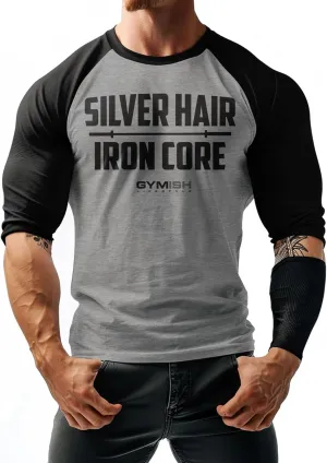 Silver Hair Iron Core Inspirational Gym Goers 3/4 Sleeves Raglan Shirts for Men