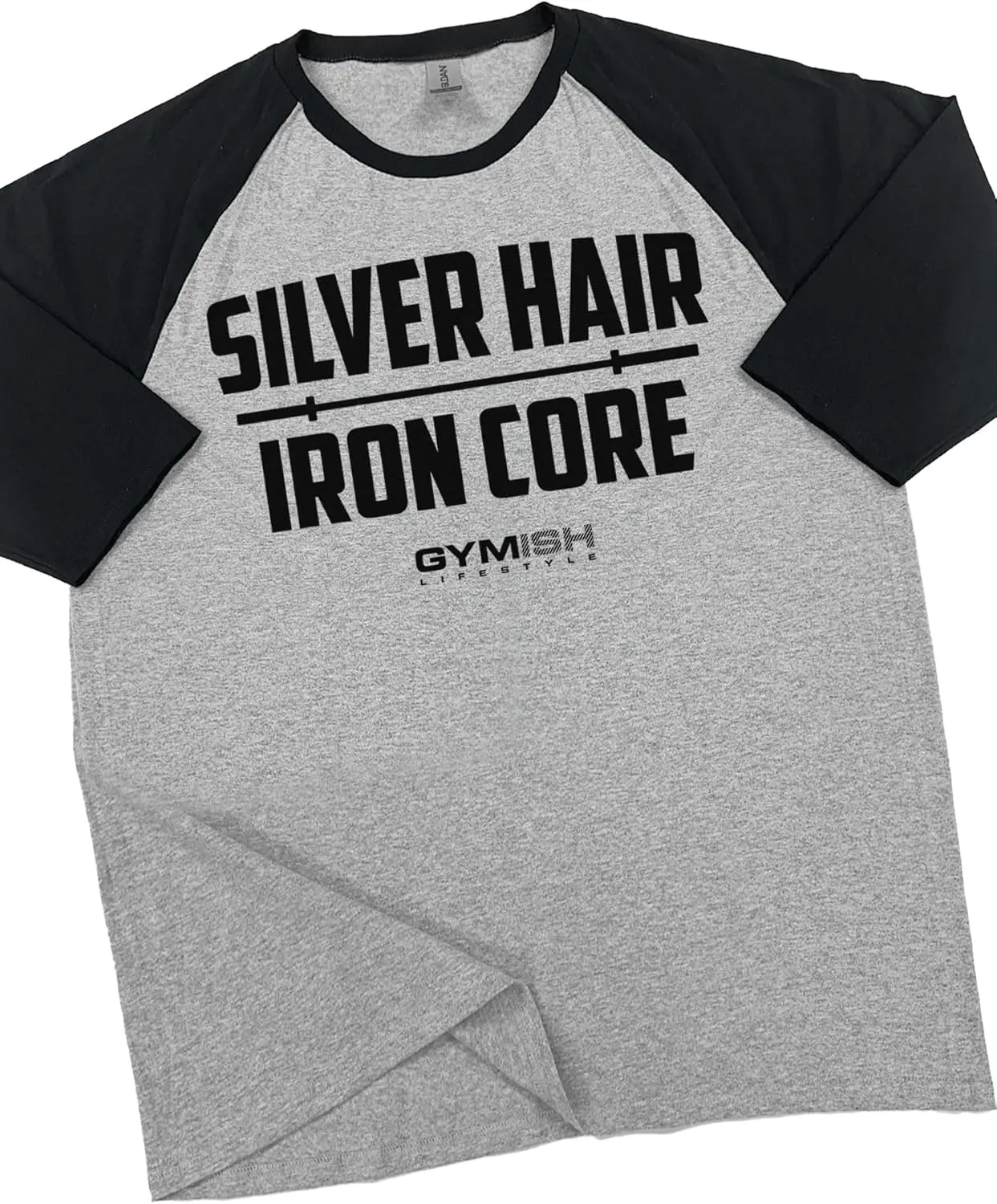 Silver Hair Iron Core Inspirational Gym Goers 3/4 Sleeves Raglan Shirts for Men