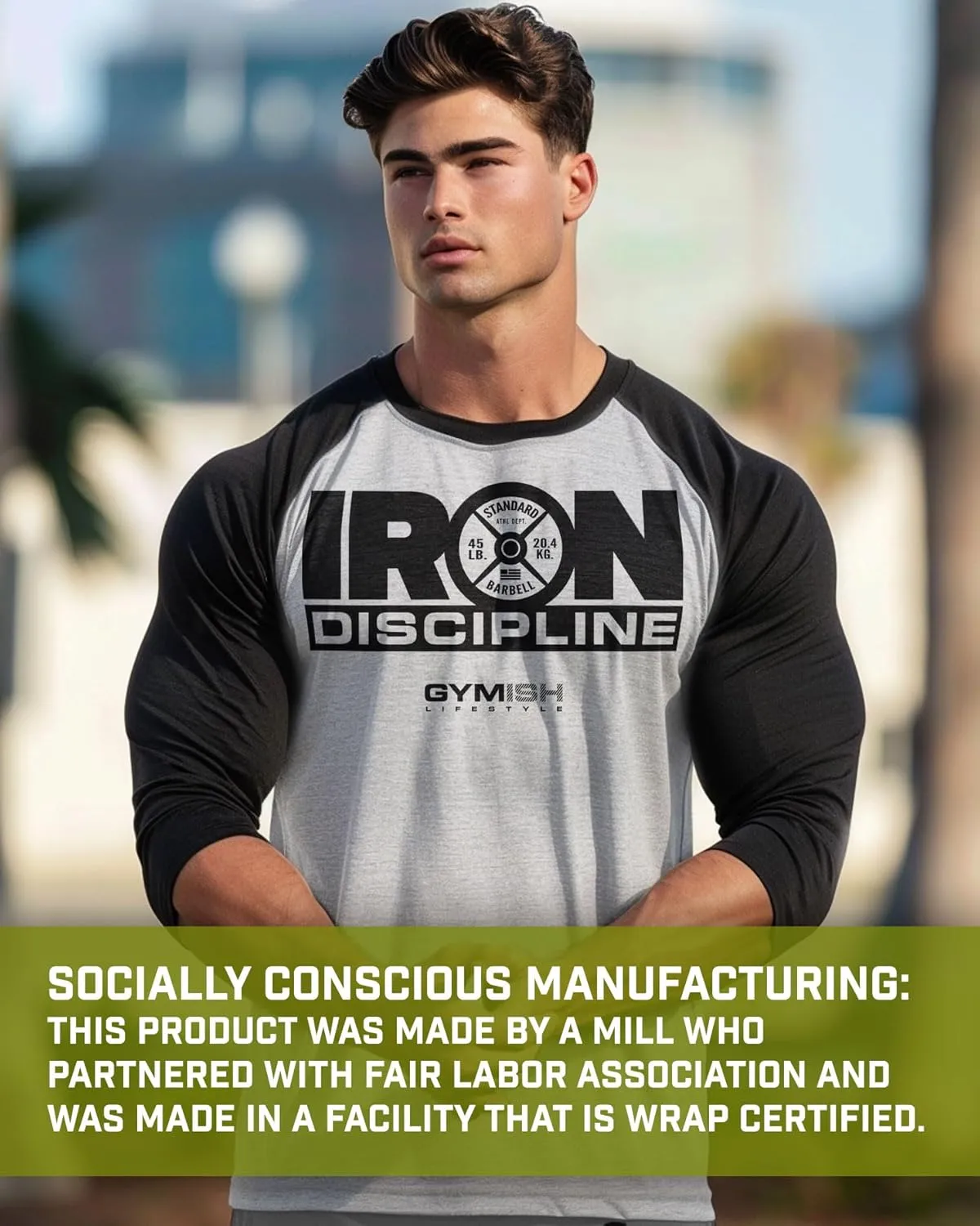 Silver Hair Iron Core Inspirational Gym Goers 3/4 Sleeves Raglan Shirts for Men