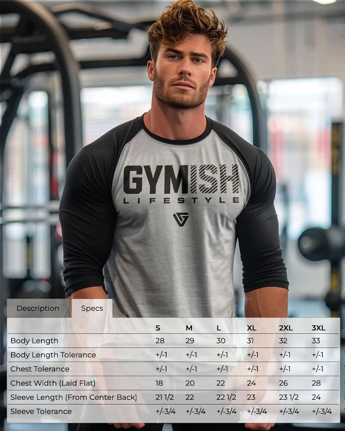 Silver Hair Iron Core Inspirational Gym Goers 3/4 Sleeves Raglan Shirts for Men