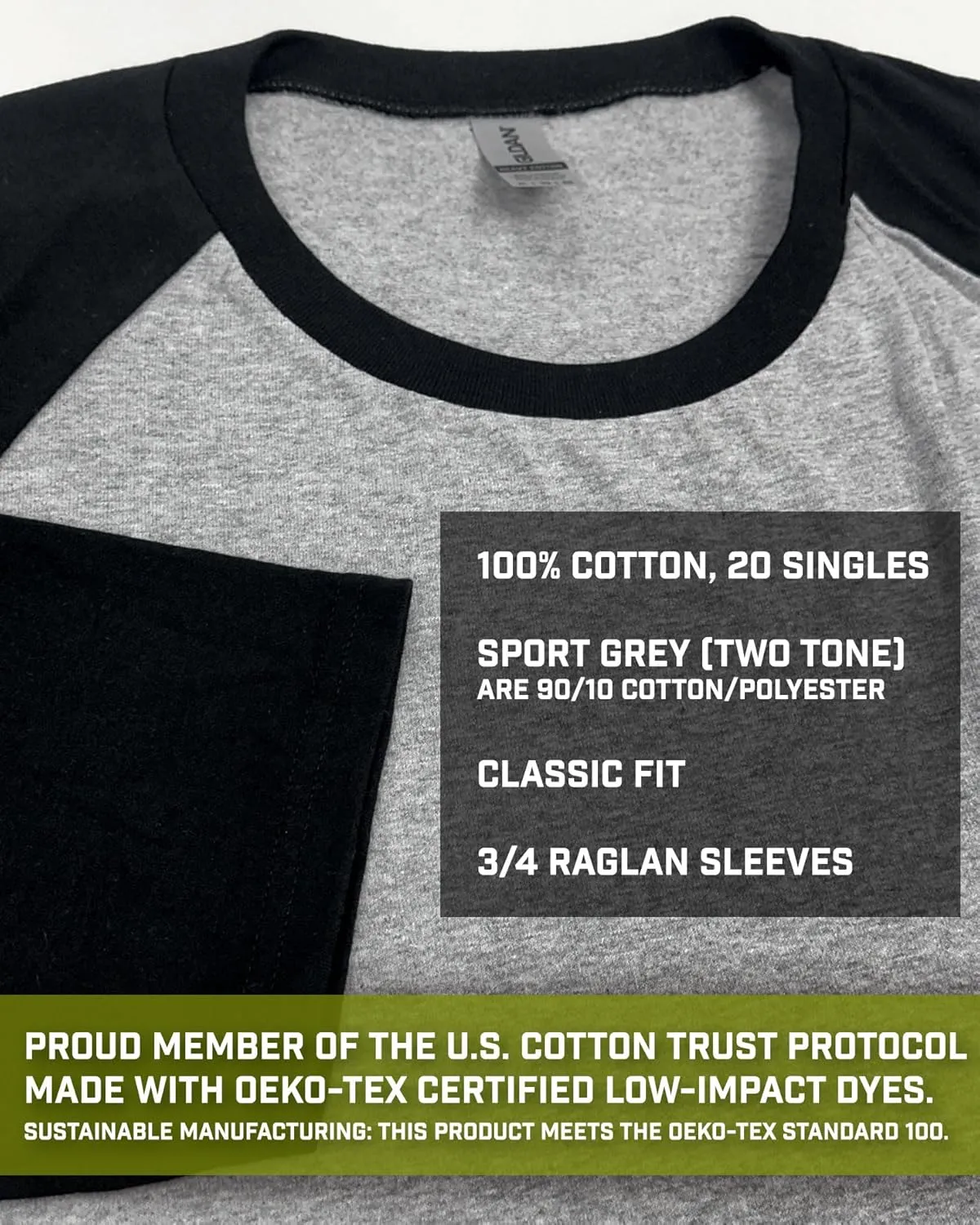 Silver Hair Iron Core Inspirational Gym Goers 3/4 Sleeves Raglan Shirts for Men