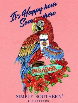 Simply Southern It's Happy Hour Somewhere - Parrot - Paradise - Adult T-Shirt