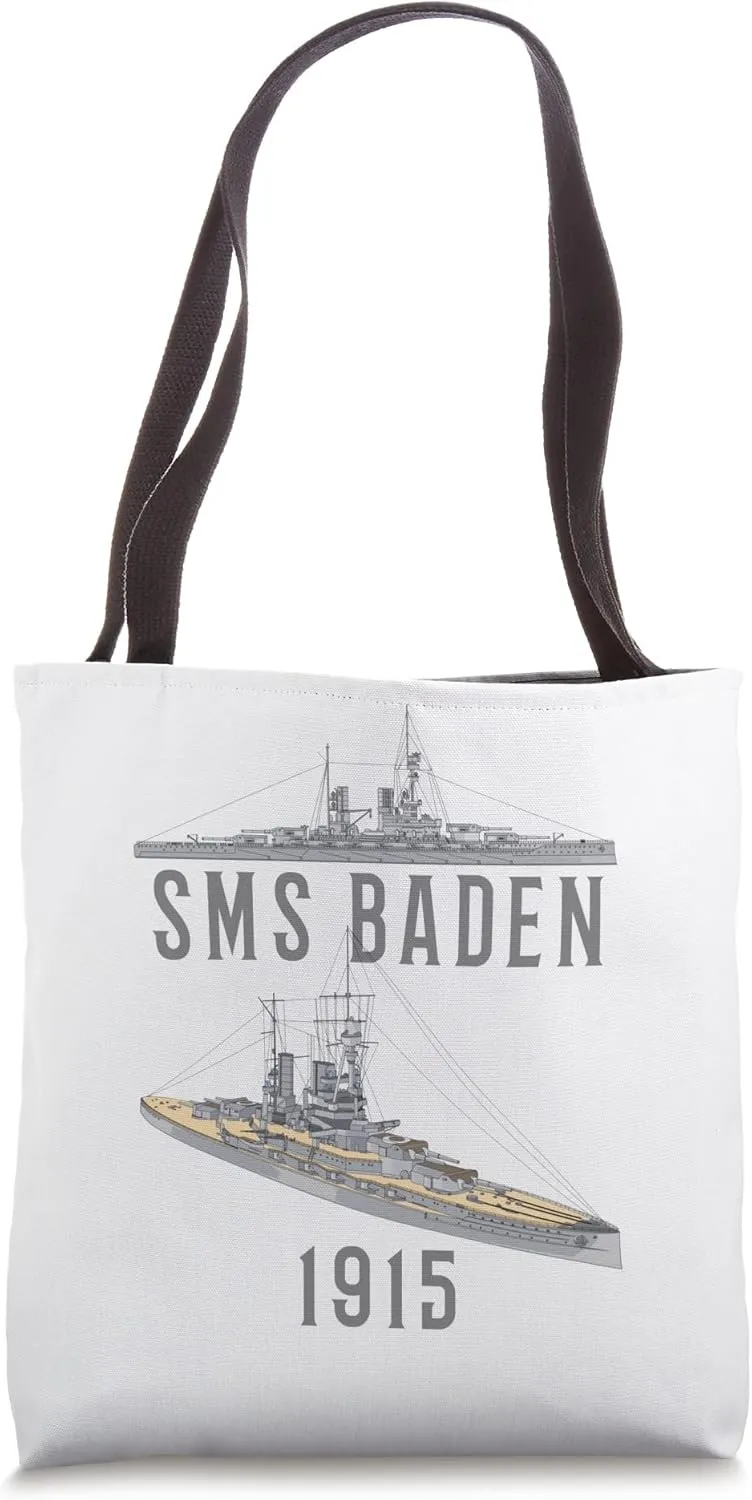 SMS Baden German Battleship Diagram Tote Bag