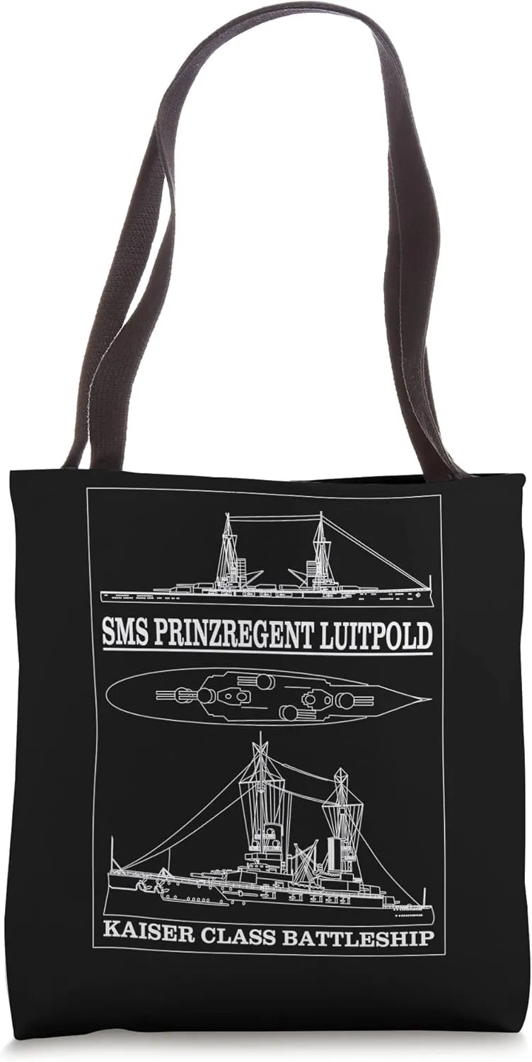 SMS Prinzregent Luitpold German Battleship Blueprint Tote Bag