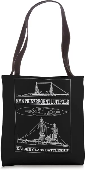 SMS Prinzregent Luitpold German Battleship Blueprint Tote Bag