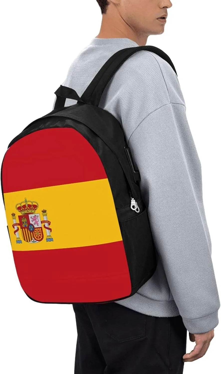Spain Spanish Espana Flag Laptop Backpacks Travel Backpack Casual Business Daypack Sport Rucksack Computer Bag Fits up to 17 Inch Notebook with USB Port