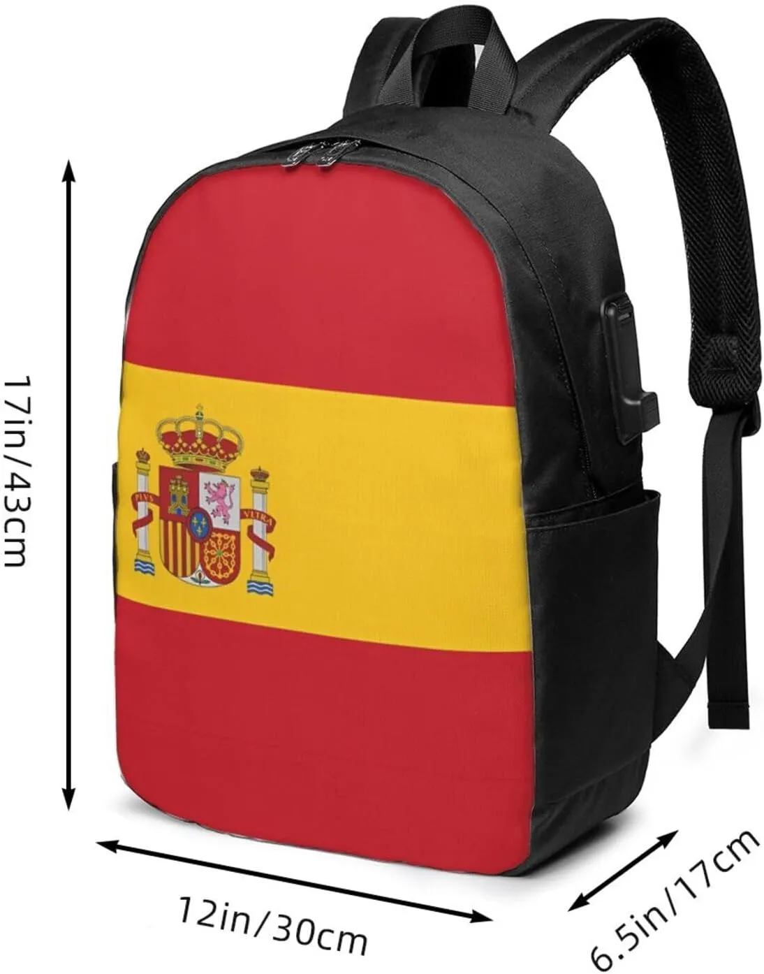 Spain Spanish Espana Flag Laptop Backpacks Travel Backpack Casual Business Daypack Sport Rucksack Computer Bag Fits up to 17 Inch Notebook with USB Port