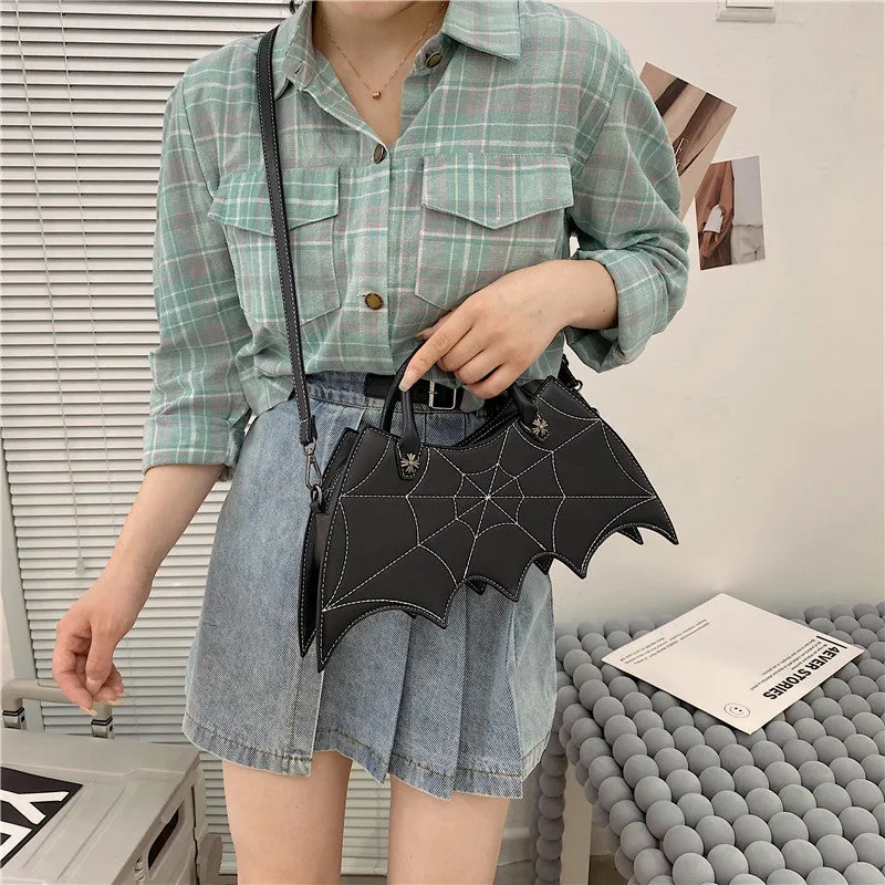 Spider Web Bat Shape Shoulder Bags