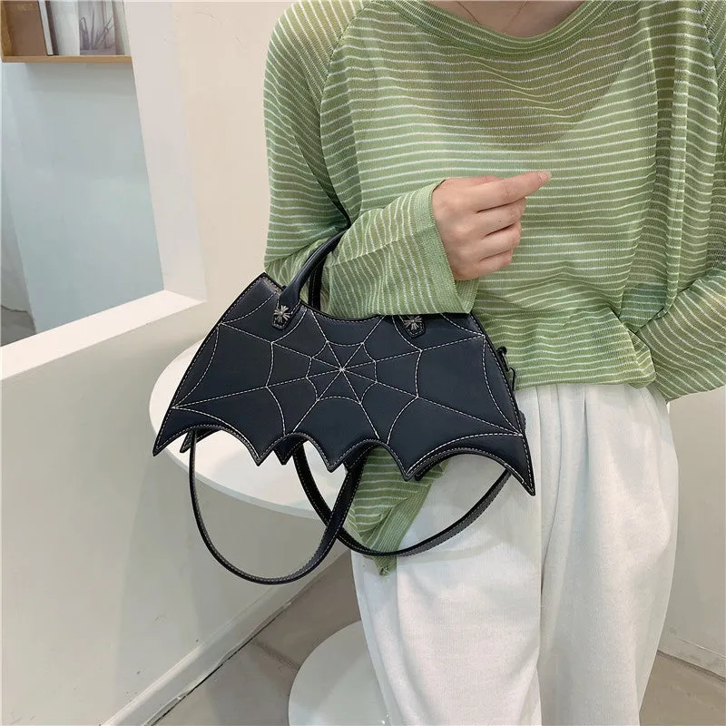 Spider Web Bat Shape Shoulder Bags