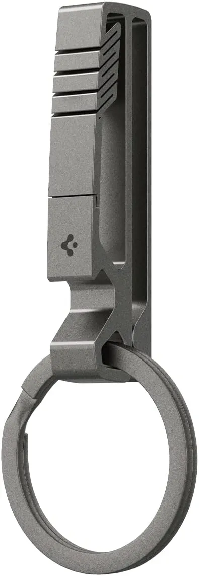 Spigen Life Metal Fit Titanium Belt Loop Key Ring Clip Holder, Car Keychain Key Clip for Belt, Bottle Opener Key Chain Ring for Men and Women - Gunmetal
