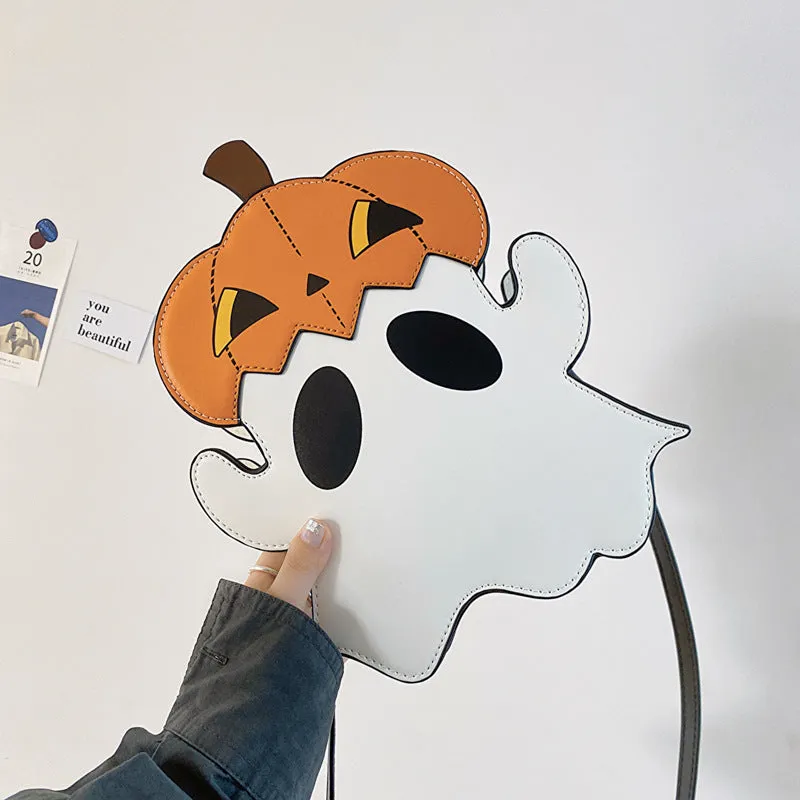 Spooktacular 3D Cartoon Pumpkin & Ghost Crossbody Bag