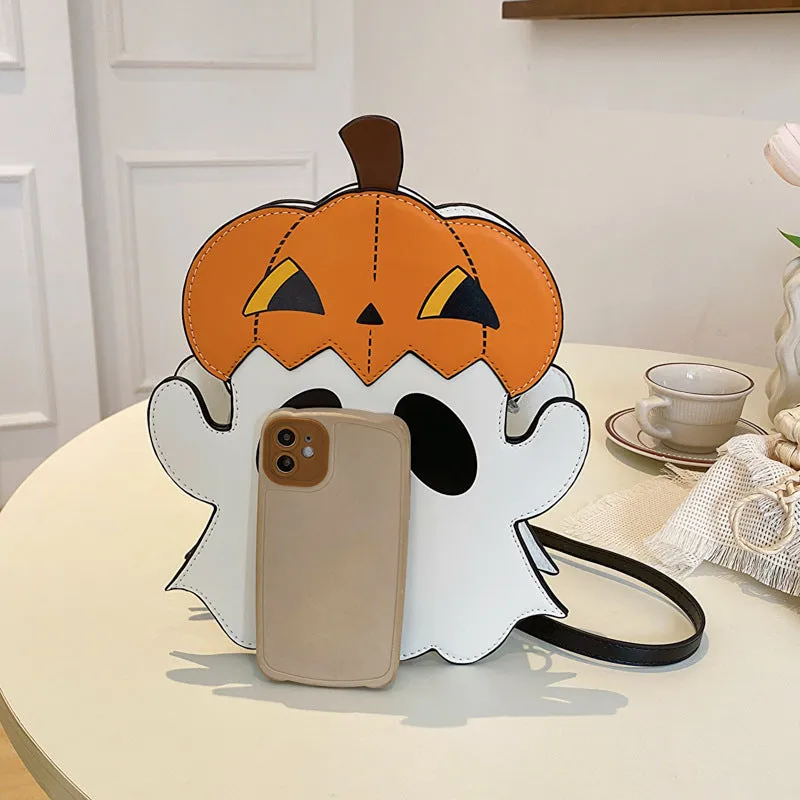 Spooktacular 3D Cartoon Pumpkin & Ghost Crossbody Bag