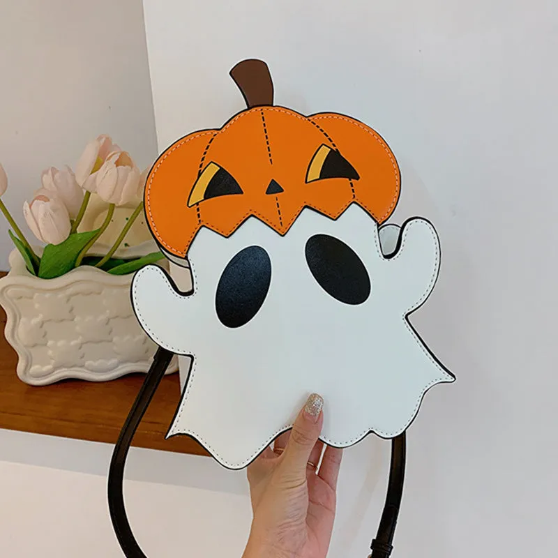 Spooktacular 3D Cartoon Pumpkin & Ghost Crossbody Bag
