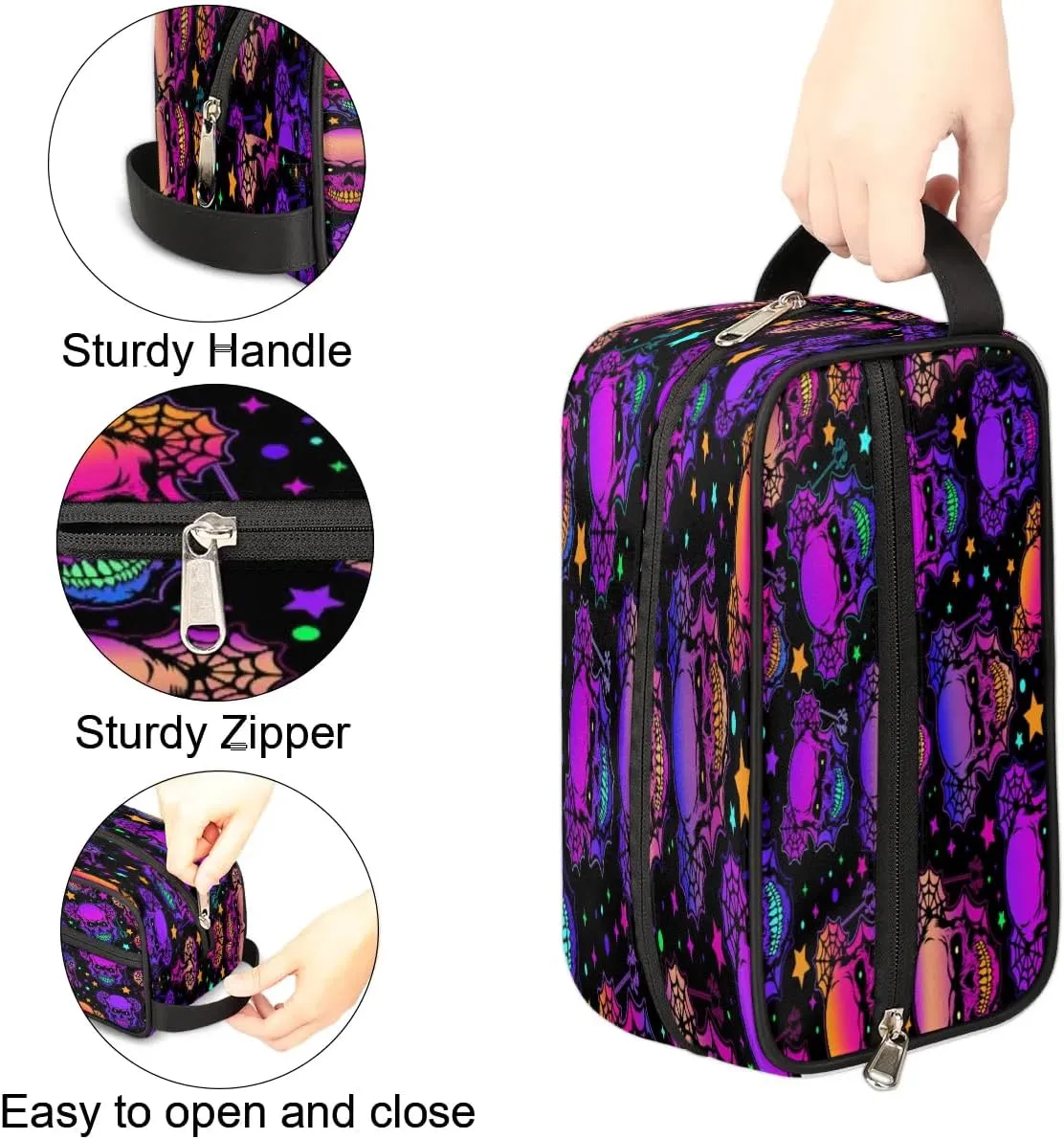 Spooky Halloween Makeup Bag Travel Toiletry Bag for Women, Kids Toiletry Bag Cosmetic Waterproof Small Easy-carry