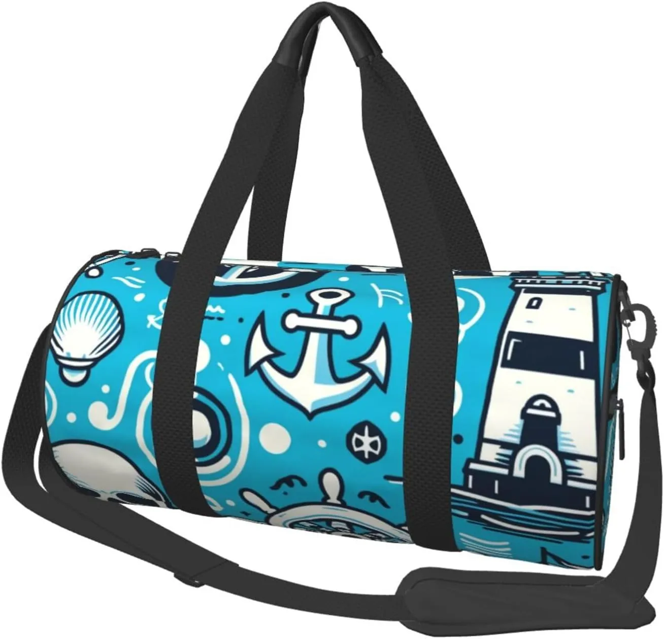 Sports Duffel Bag Maritime-Nautical-Symbols Foldable Travel Tote Bag Weekender Sleepover Carry On Bag