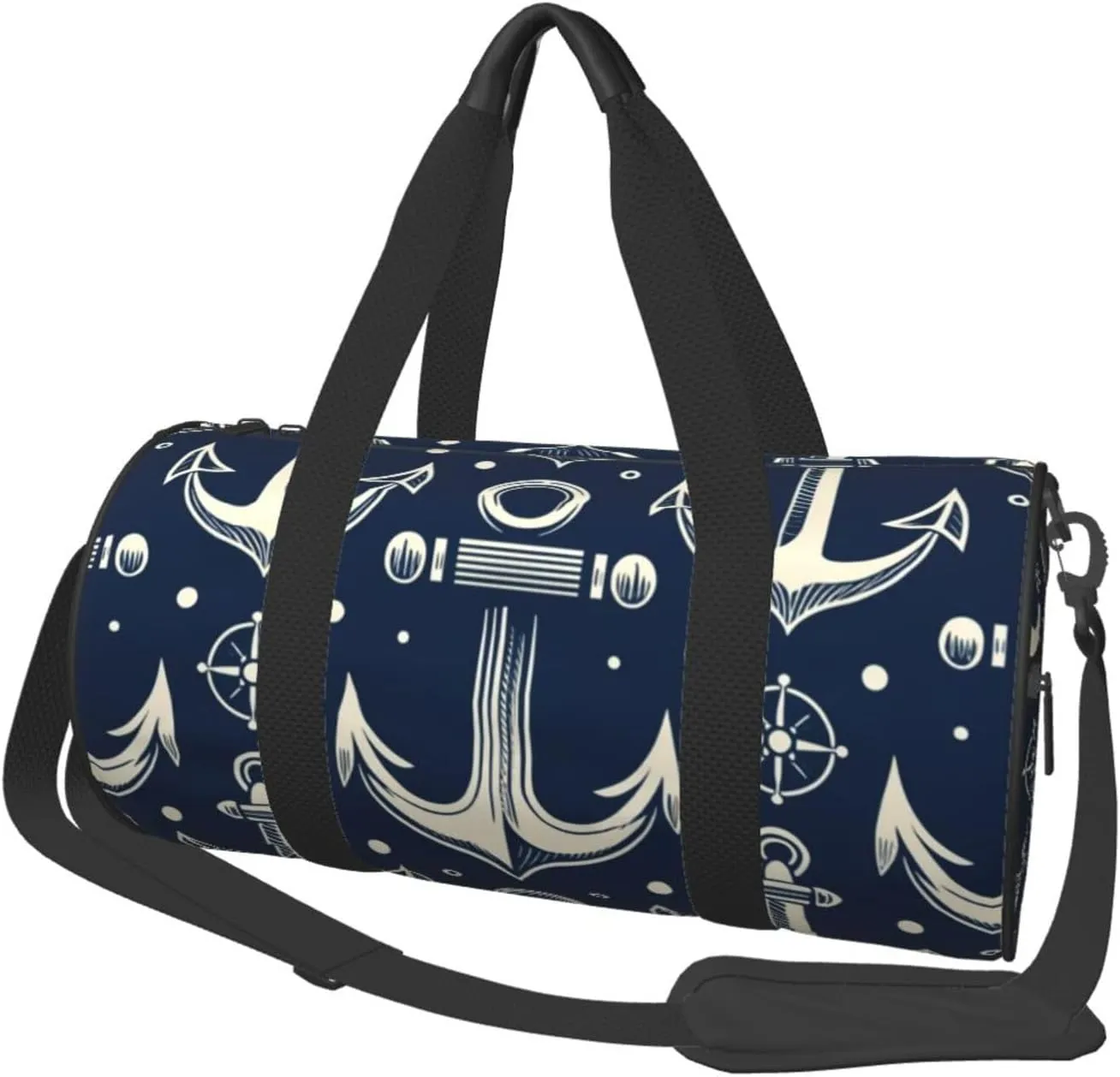 Sports Duffel Bag Nautical-Maritime-Navy Foldable Travel Tote Bag Weekender Sleepover Carry On Bag