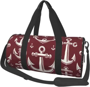 Sports Duffel Bag Nautical-Maritime-Red Foldable Travel Tote Bag Weekender Sleepover Carry On Bag