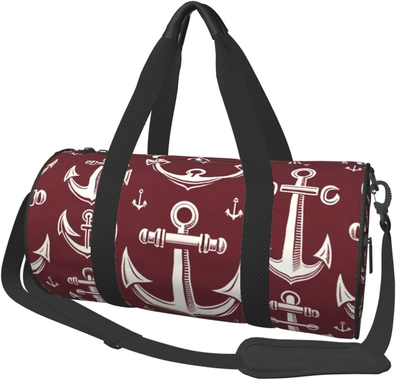 Sports Duffel Bag Nautical-Maritime-Red Foldable Travel Tote Bag Weekender Sleepover Carry On Bag