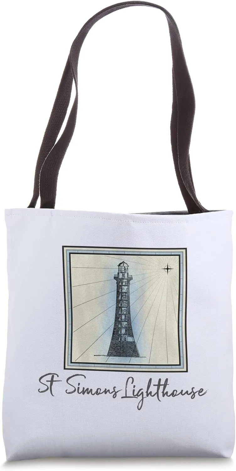 St Simons Island Lighthouse Georgia Coastal Maritime History Tote Bag