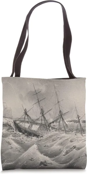 Steamship Wreck in the Atlantic Ocean Illustration (1873) Tote Bag