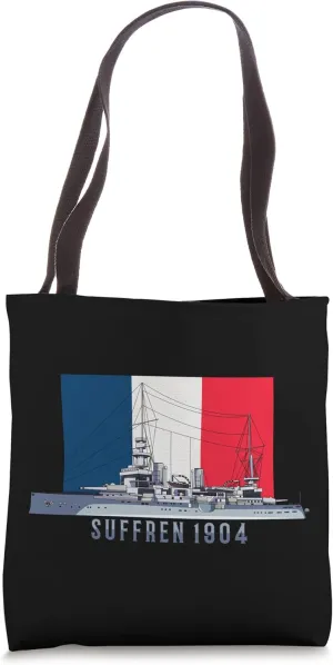 Suffren French 1904 Battleship Vintage Flag Diagram Tote Bag