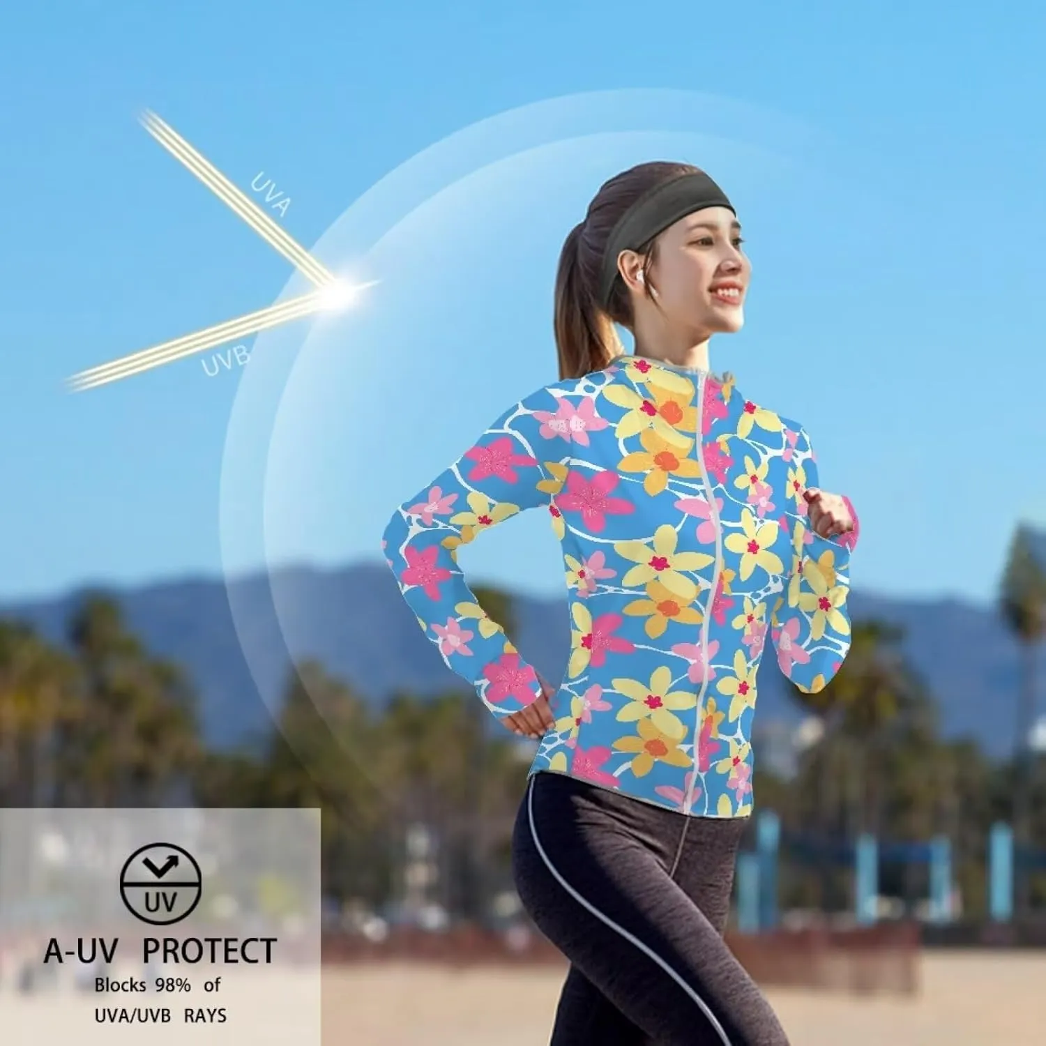 Summer Long Sleeves Sun Shirt,Women UPF 50  Sunshirt with Hooded