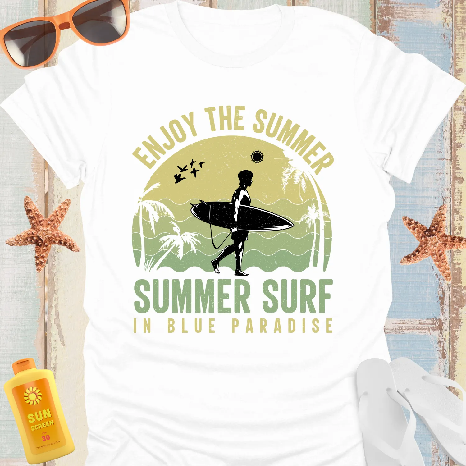 Summer Surf Adventure T-Shirt In Blue Paradise