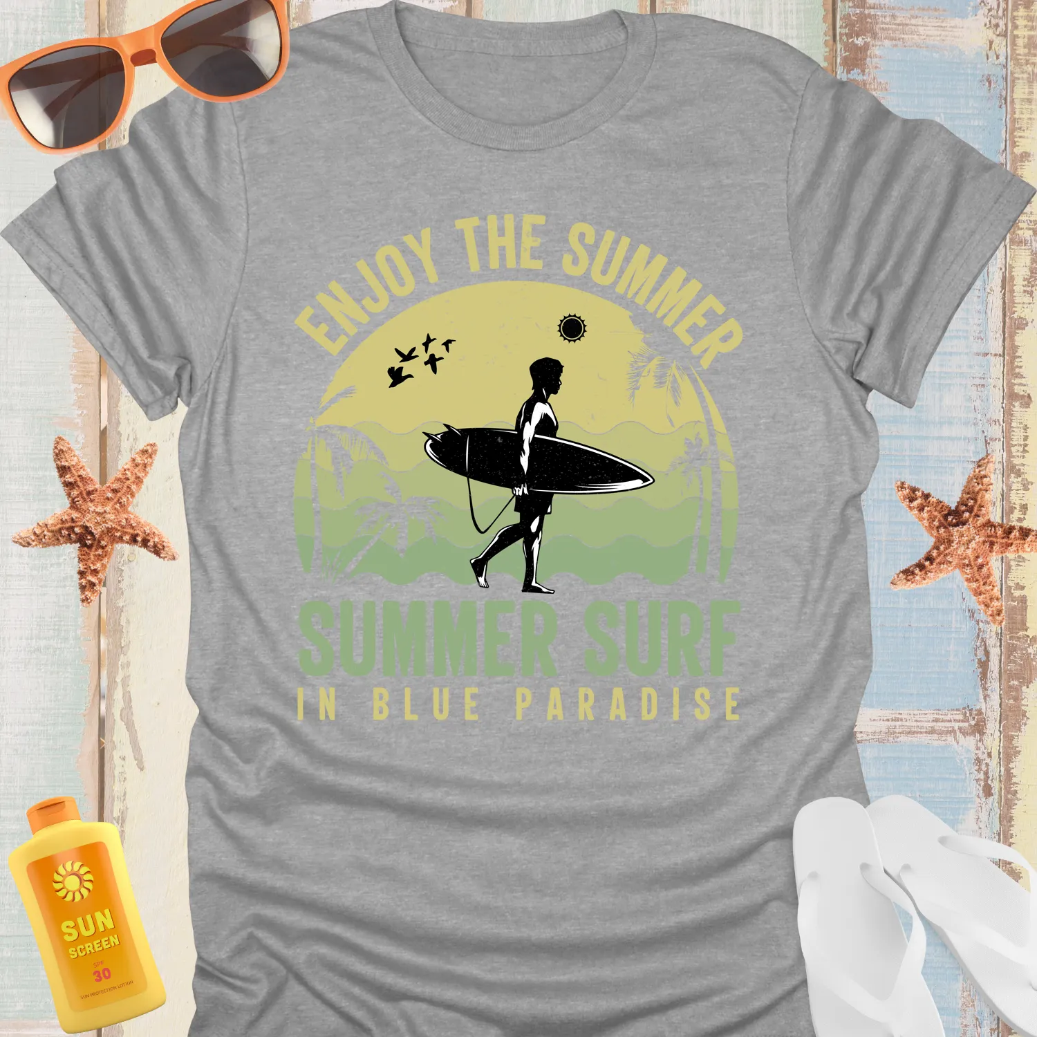 Summer Surf Adventure T-Shirt In Blue Paradise