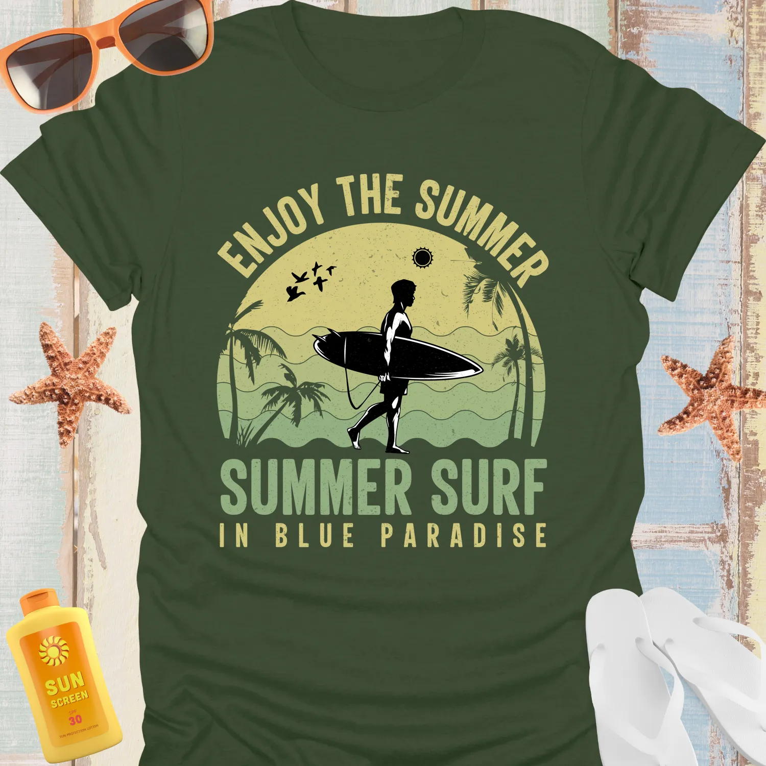 Summer Surf Adventure T-Shirt In Blue Paradise