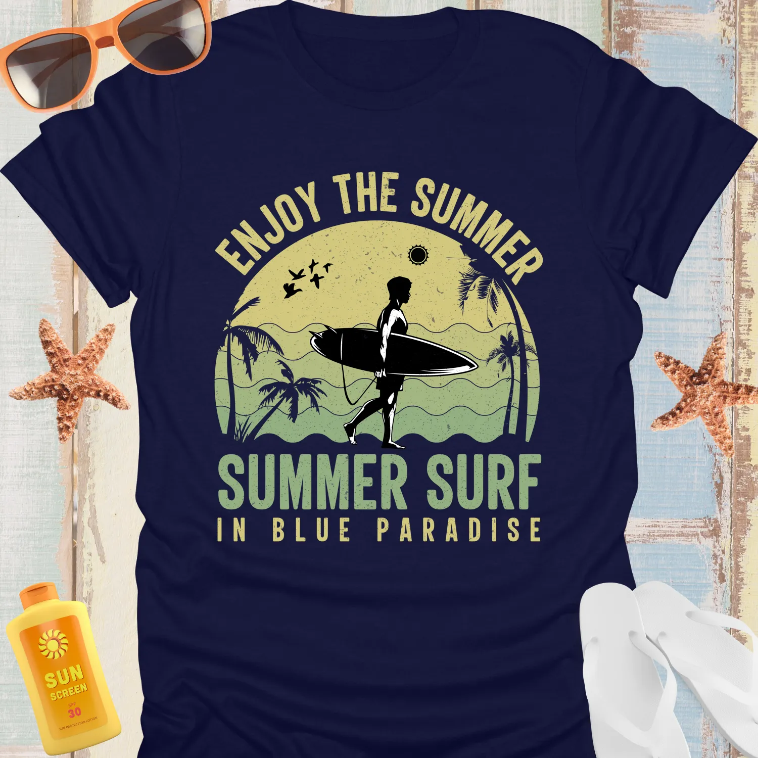 Summer Surf Adventure T-Shirt In Blue Paradise