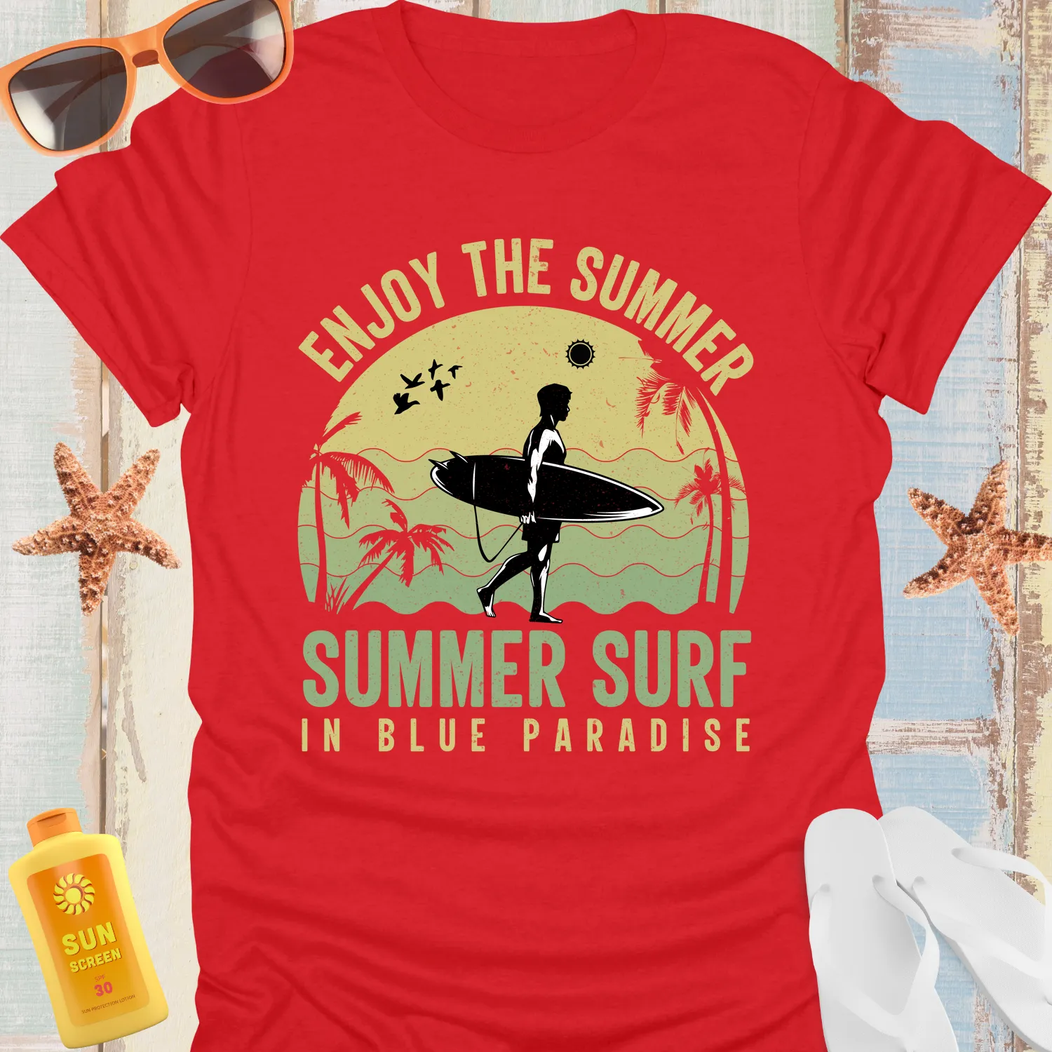Summer Surf Adventure T-Shirt In Blue Paradise
