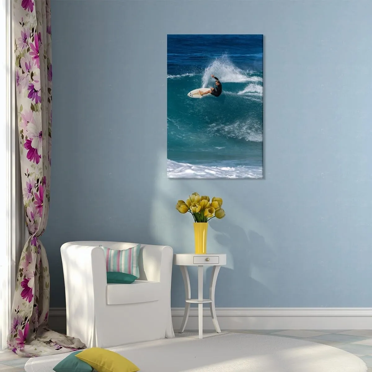 Surf Posters Surfing Contest Competition Retro Poster Summer Beach Canvas Wall Art Room Aesthetic Decor Coastal Beach Room Decor for Bedroom Dorm Apartment 8x12inch Framed