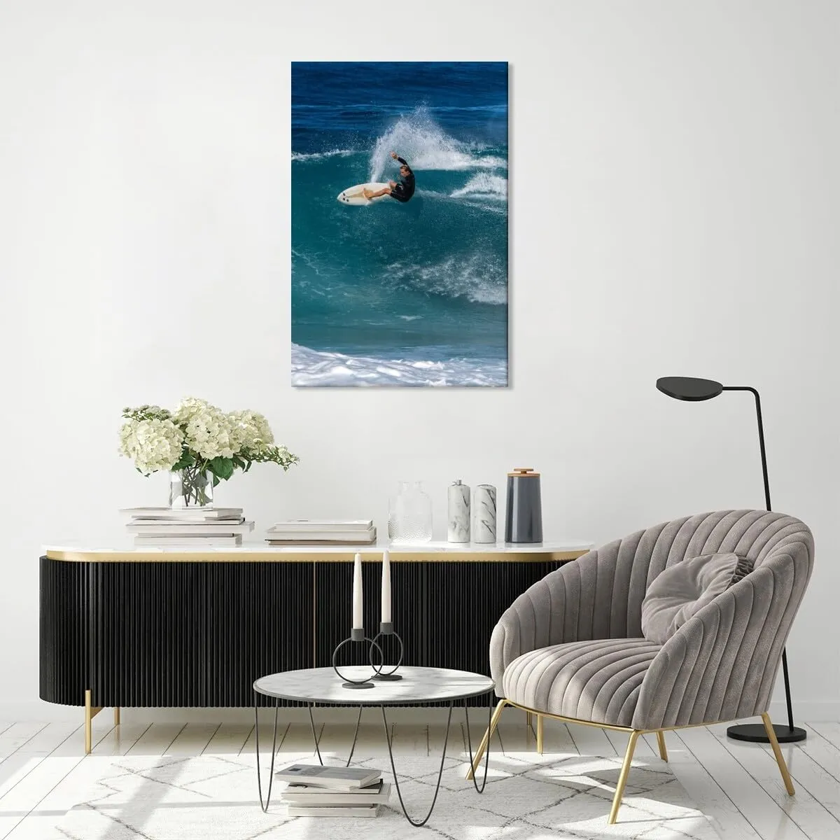 Surf Posters Surfing Contest Competition Retro Poster Summer Beach Canvas Wall Art Room Aesthetic Decor Coastal Beach Room Decor for Bedroom Dorm Apartment 8x12inch Framed