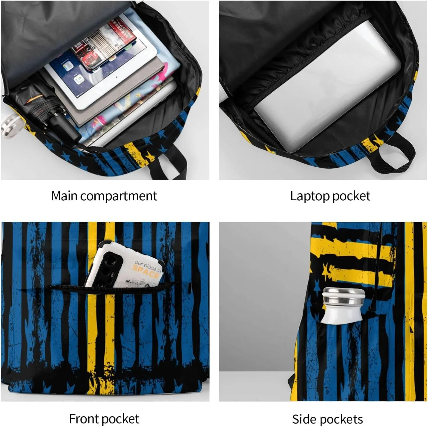 Swedish American Flag Sweden Roots Casual Backpack Large Capacity Travel Backpacks Laptop Daypack Commuter Rucksack Adjustable Strap Sports Bags for Hiking Biking
