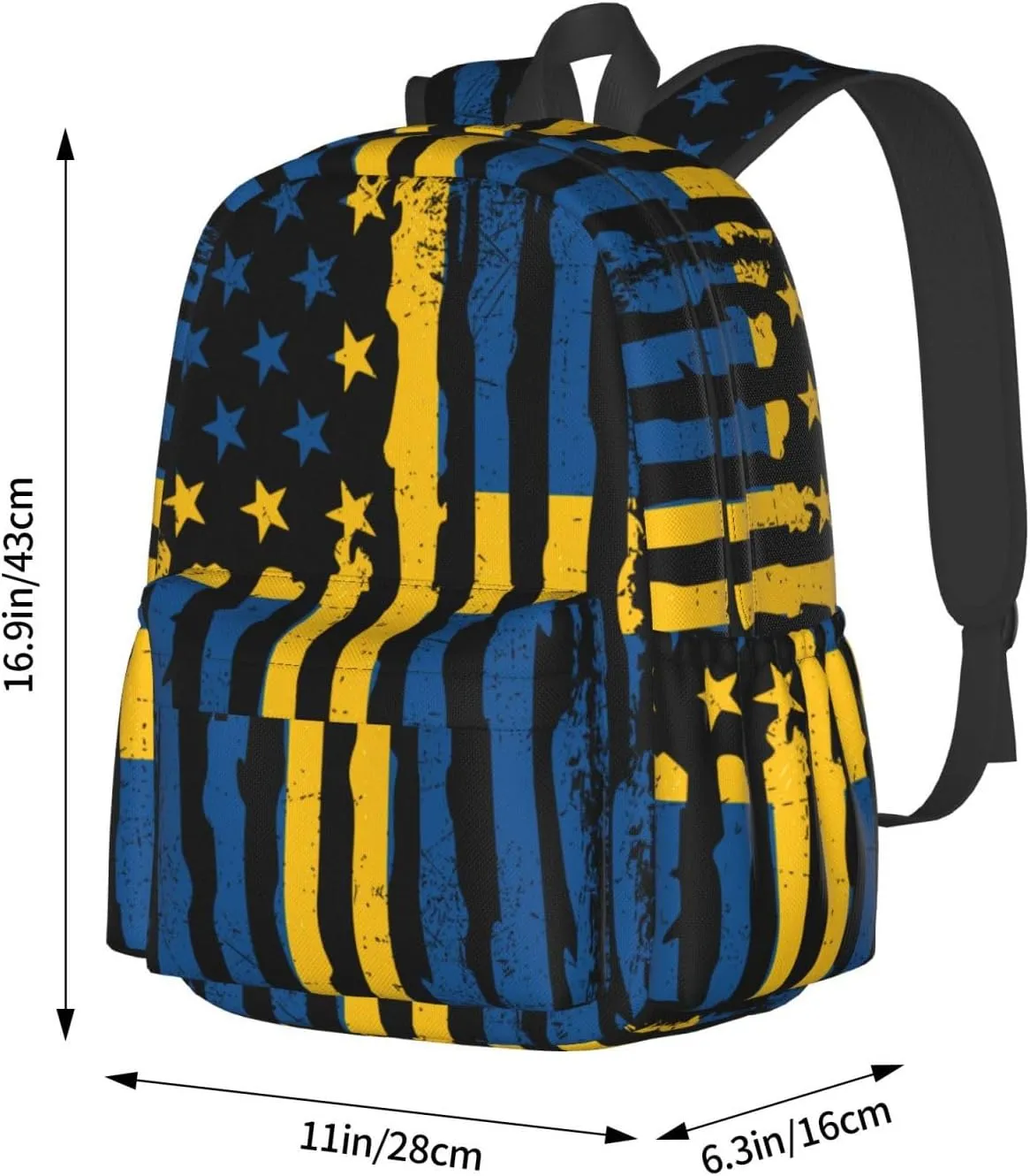 Swedish American Flag Sweden Roots Casual Backpack Large Capacity Travel Backpacks Laptop Daypack Commuter Rucksack Adjustable Strap Sports Bags for Hiking Biking