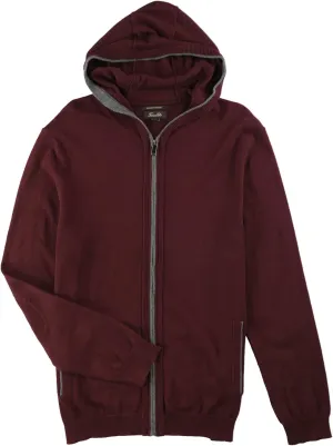 Tasso Elba Womens Contrast Trim Long Sleeves Full Zip Sweater