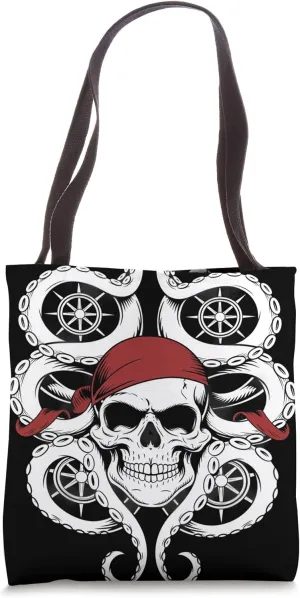 Tattoo Mandala of Octopus Kraken Pirate Skeleton Tote Bag