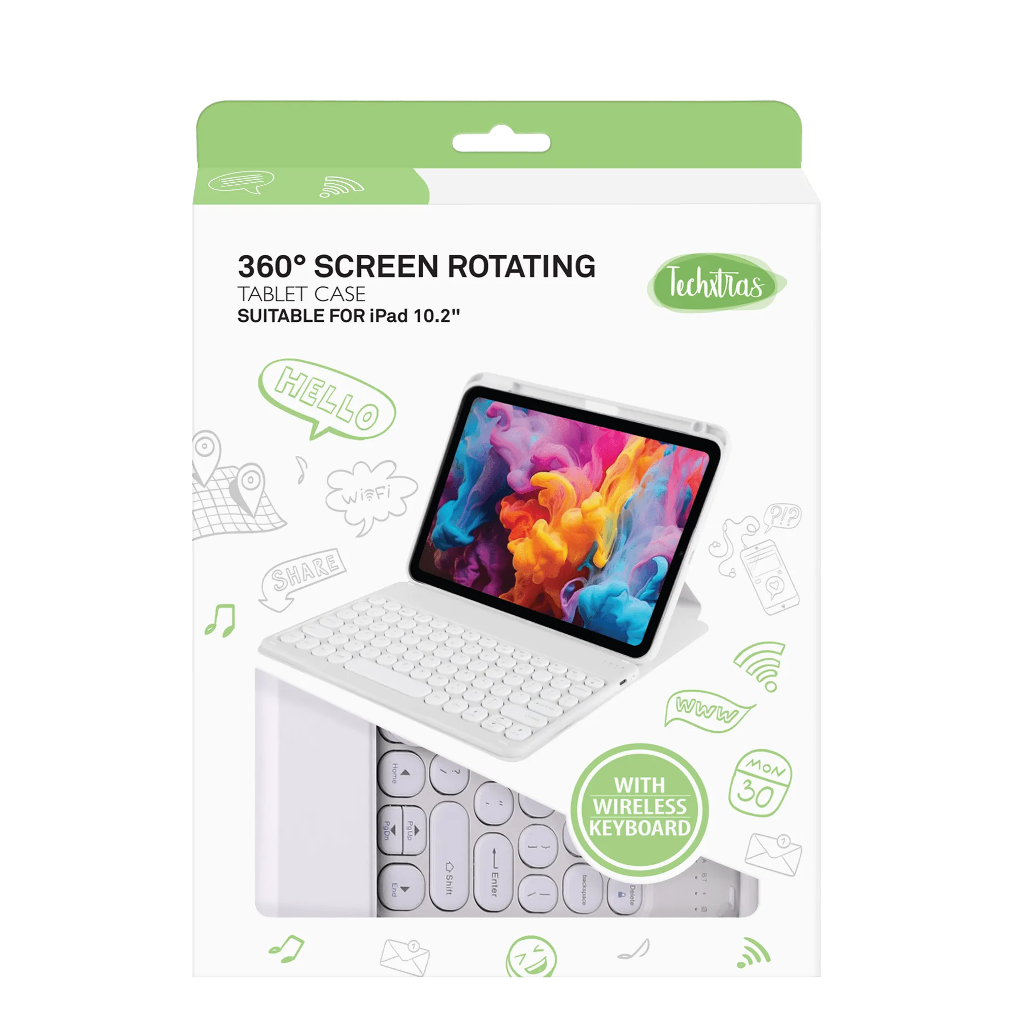 TechXtras 360° Screen Rotating Tablet Case iPad 10.2'' - White