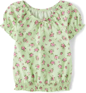 The Children's Place Girls' Smocked Short Sleeve Tops