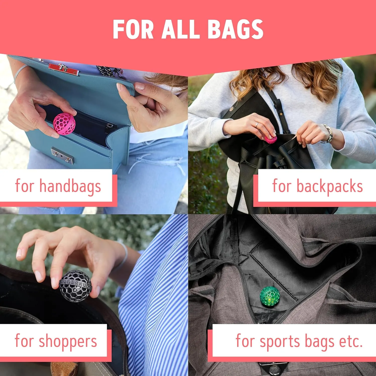 The Clean Ball - The clever way of cleaning purses, bags, backpacks and school bags (Black)