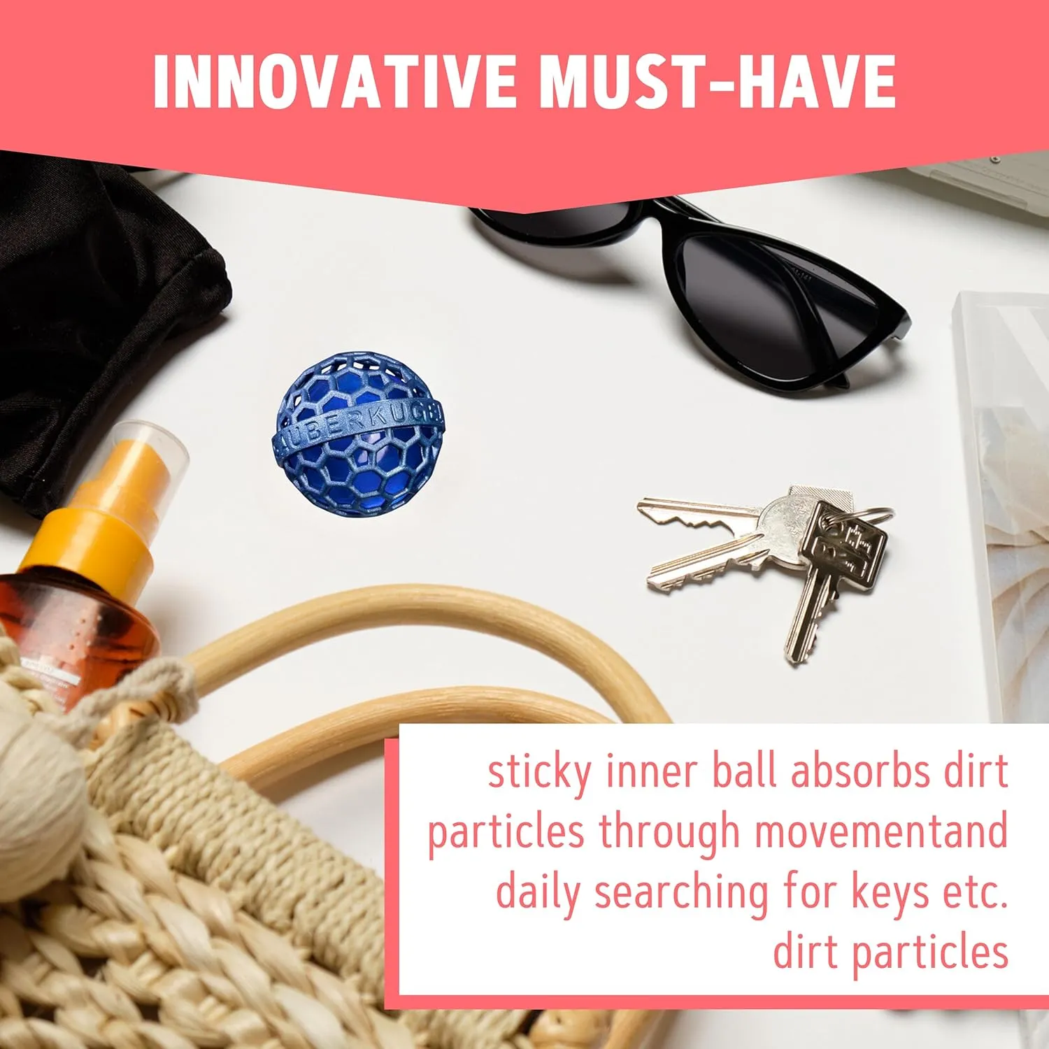 The Clean Ball - The clever way of cleaning purses, bags, backpacks and school bags (Blue)