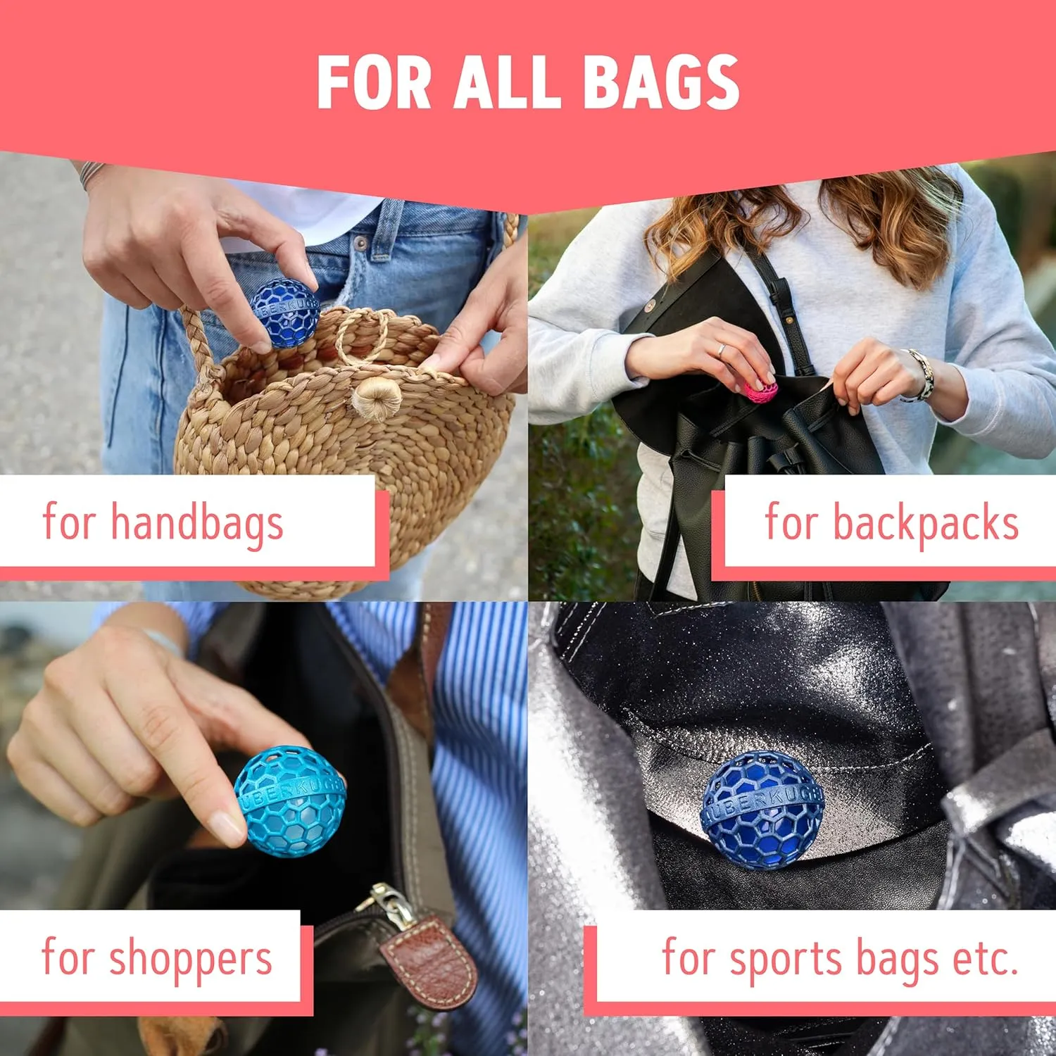 The Clean Ball - The clever way of cleaning purses, bags, backpacks and school bags (Blue)