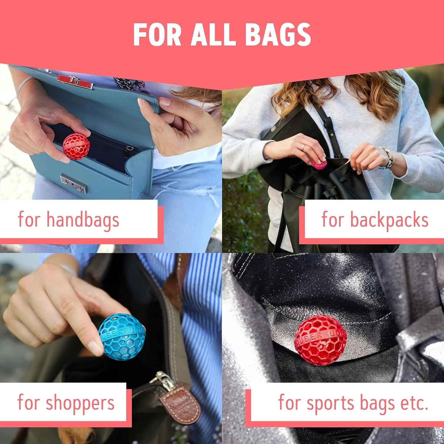 The Clean Ball - The clever way of cleaning purses, bags, backpacks and school bags (Red)