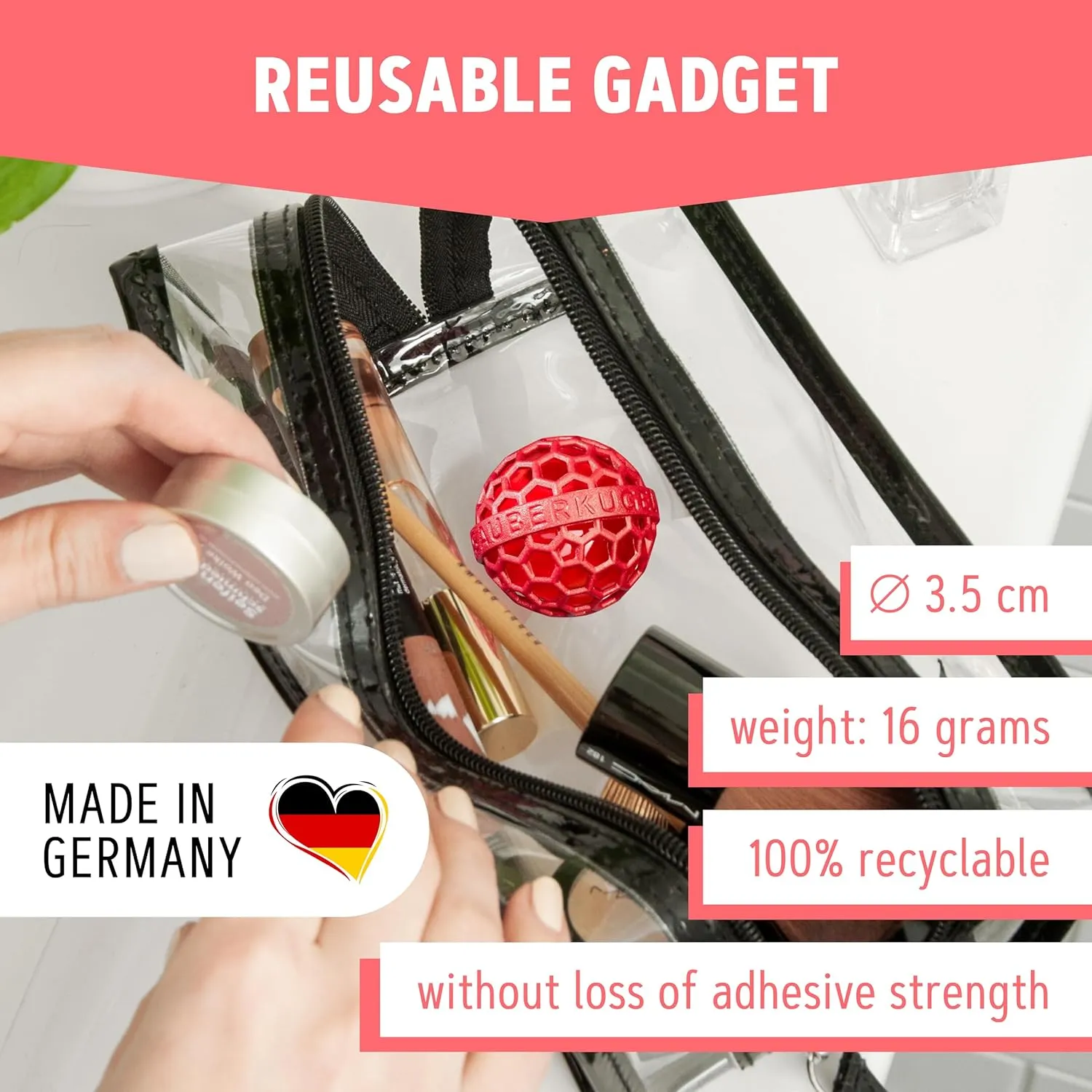 The Clean Ball - The clever way of cleaning purses, bags, backpacks and school bags (Red)